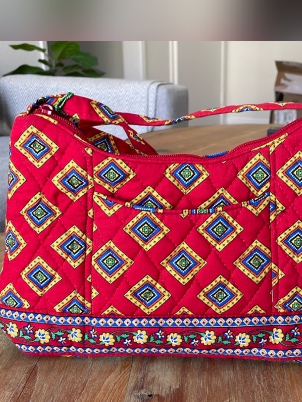 Vera Bradley Quilted Red Diamond Pattern Shoulder Bag